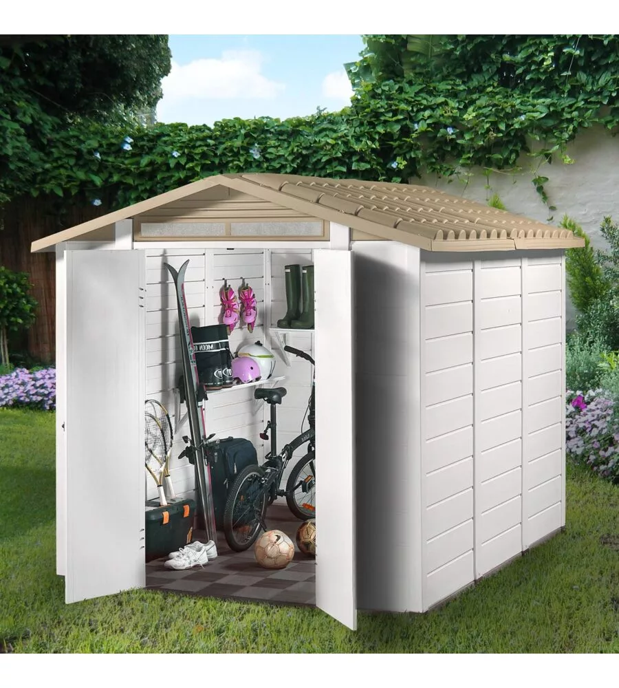 Casetta da giardino in pvc garofalo "tuscany 240" l.229 x p.262 x h.220